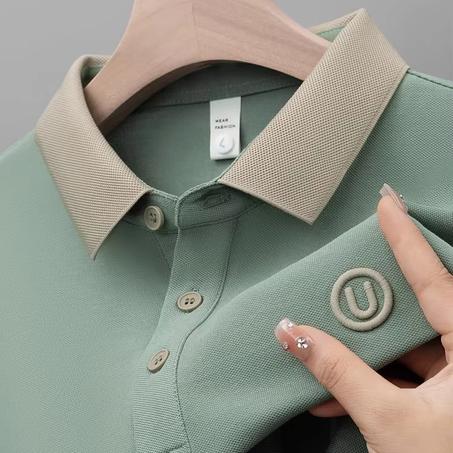 تي شيرت بولو رجالي صيفي فاخر بأكمام قصيرة وياقة مطوية ولون سادة محبوك عالي الجودة بتصميم فاخر من علامة تجارية تي شيرت جولف