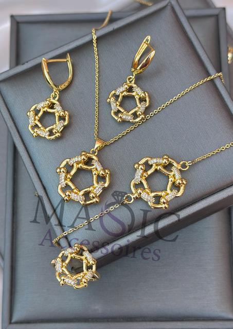 1 Ensembles colier +bracelet + bague + Boucles