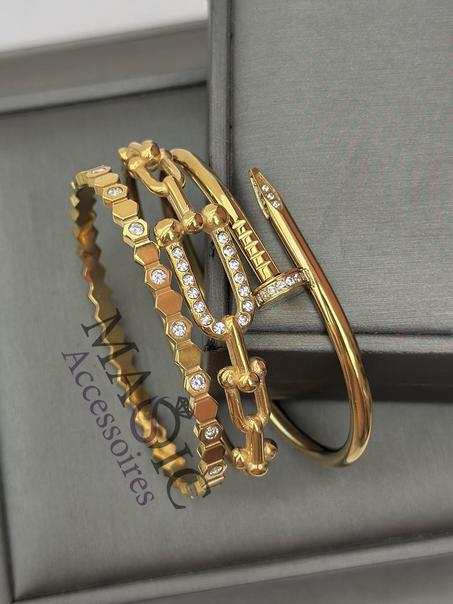 Trois Bracelets tendance en acier inoxydable