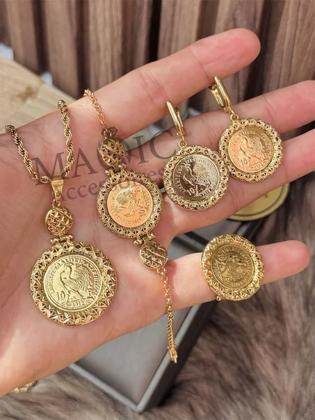 Ensemble collier + gourmet + bague et boucles inoxydables
