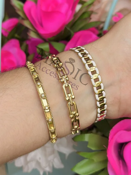 Trois Bracelets tendance en acier inoxydable