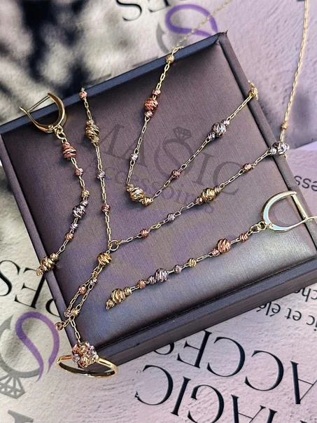 Ensembles boulles  colier + gourmet + bague + Boucles