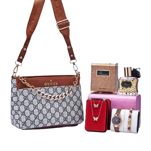 هدية نسائية / Sac de luxe + Pafum + Boite bijoux + Montre