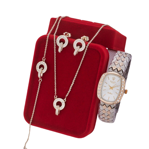 ساعة +حلقات +قلادة Montre + Collier + Boucles