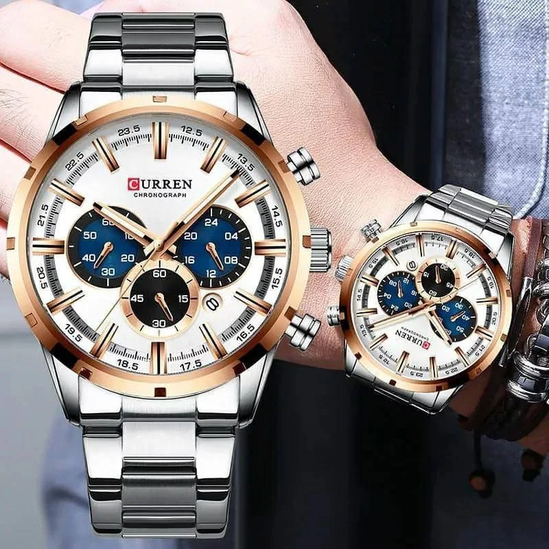 Montre homme chronographe de luxe Acier - CURREN