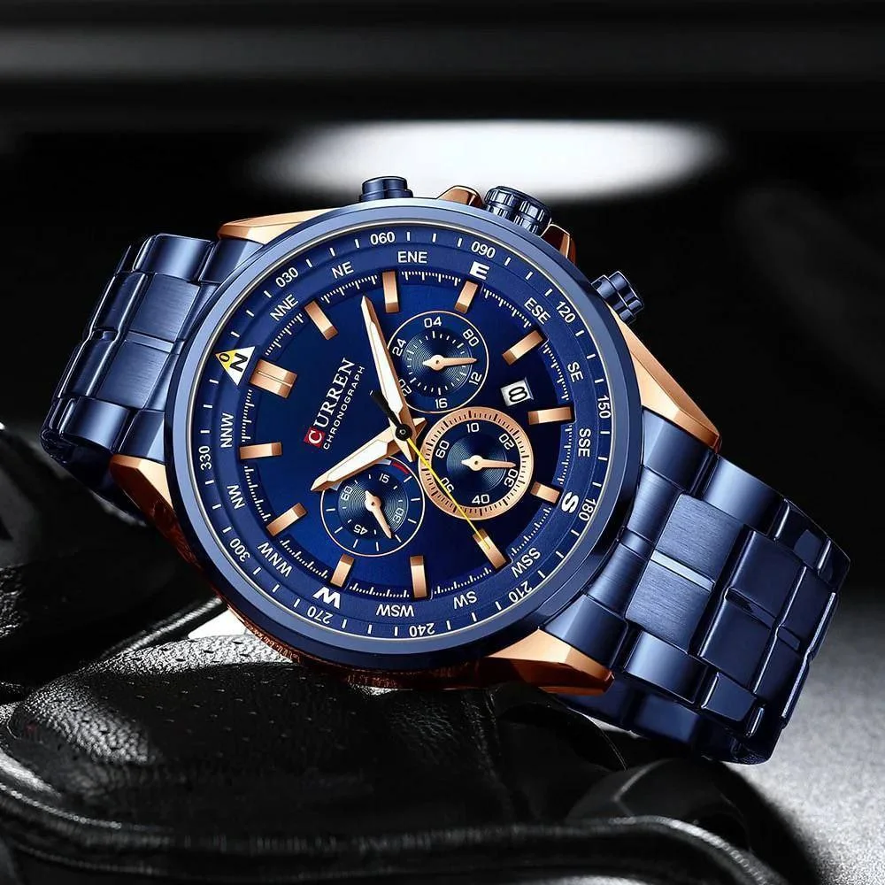 Montre homme chronographe de luxe Acier - CURREN