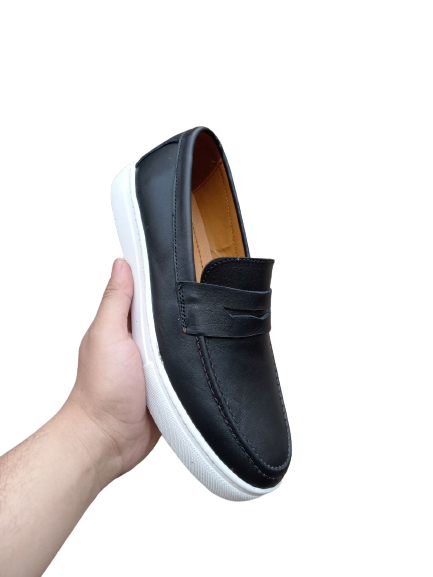 Chaussures confort sport noir glissant HOMMES