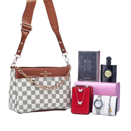 هدية نسائية / Sac de luxe + Pafum + Boite bijoux + Montre