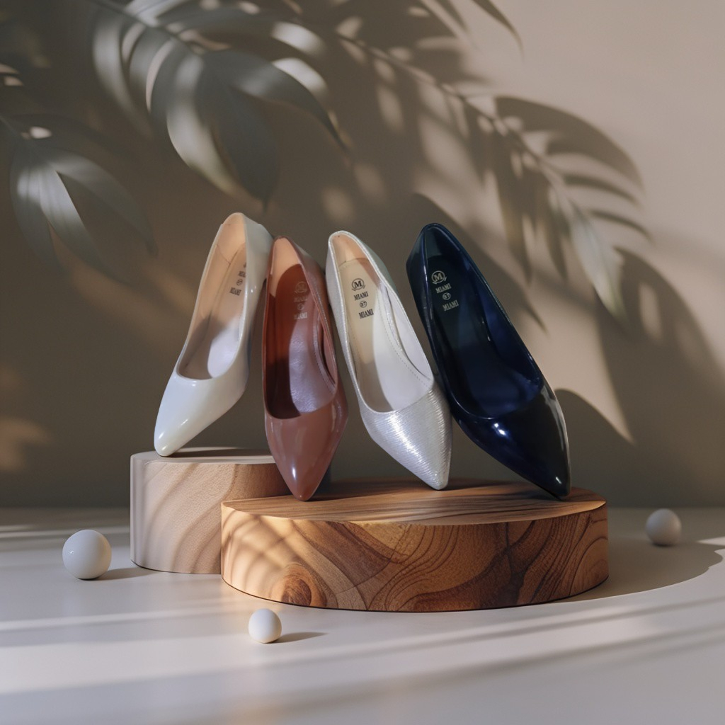 Escarpins femme vernis à talon courbé – Cadi Chic (Blanc / Beige / Noir / Camel)