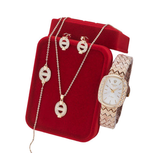 ساعة +حلقات +قلادة Montre + Collier + Boucles