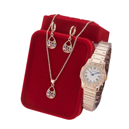 ساعة +حلقات +قلادة Montre + Collier + Boucles