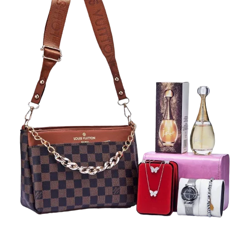 هدية نسائية / Sac de luxe + Pafum + Boite bijoux + Montre
