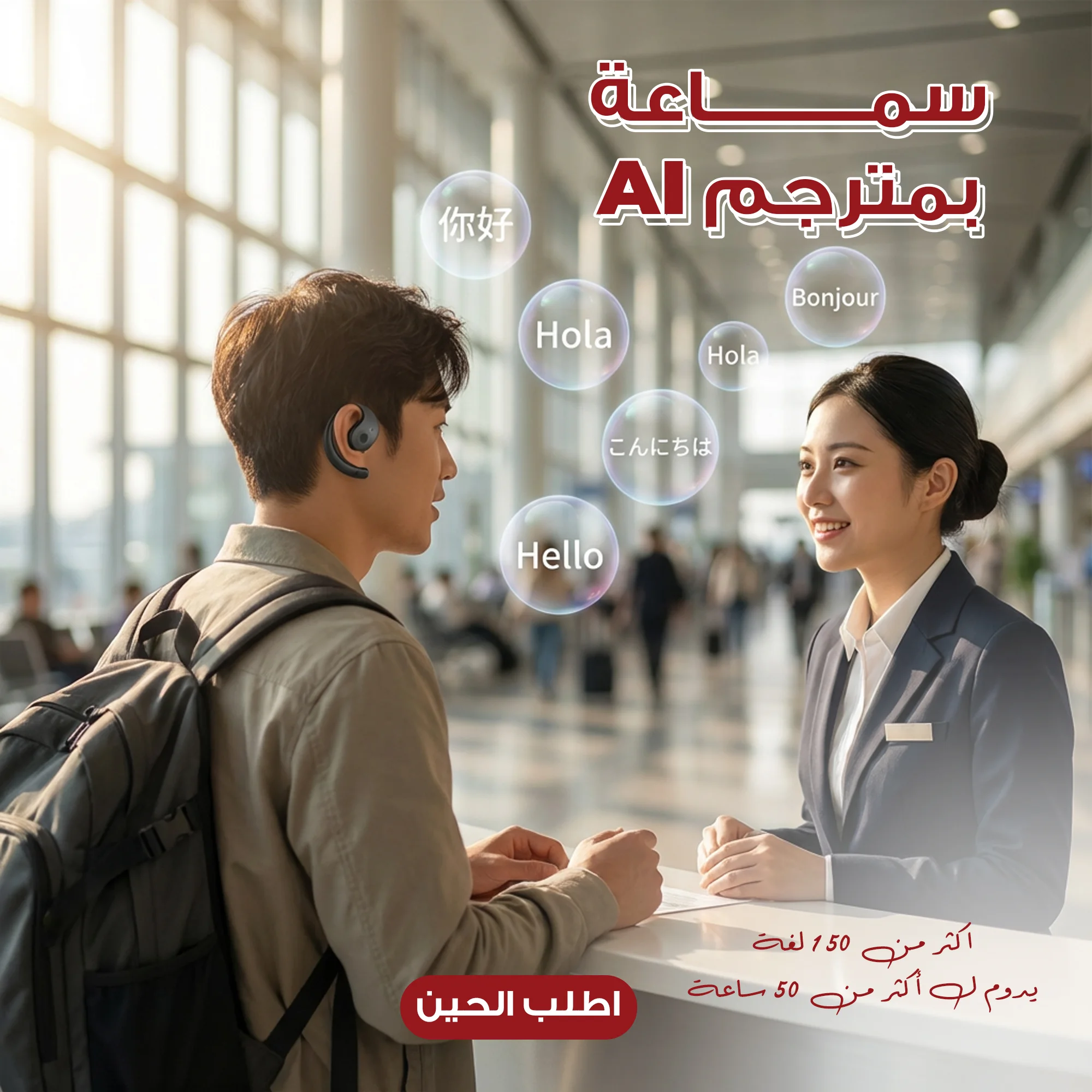 سماعة بمترجم AI