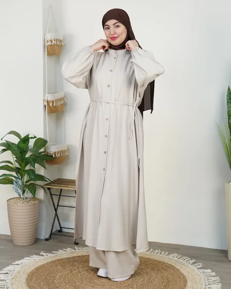 Ensemble Sundus — Col Mao & Ceinture Nouée