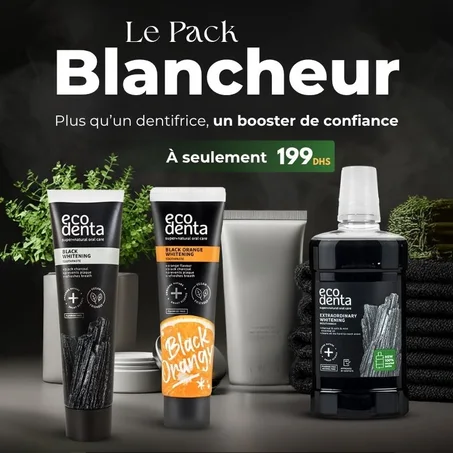 Bain de bouche + Dentifrice blanchissant au charbon actif (saveur menthe + saveur orange )