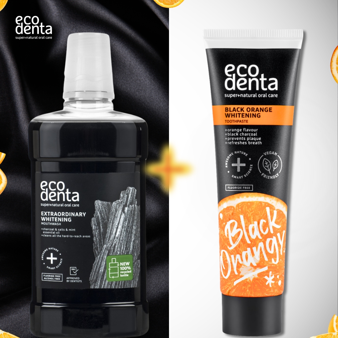 Bain de bouche + Dentifrice blanchissant au charbon actif - saveur d