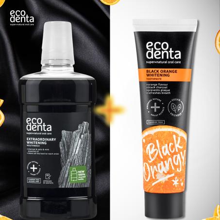 Bain de bouche + Dentifrice blanchissant au charbon actif - saveur d'orange