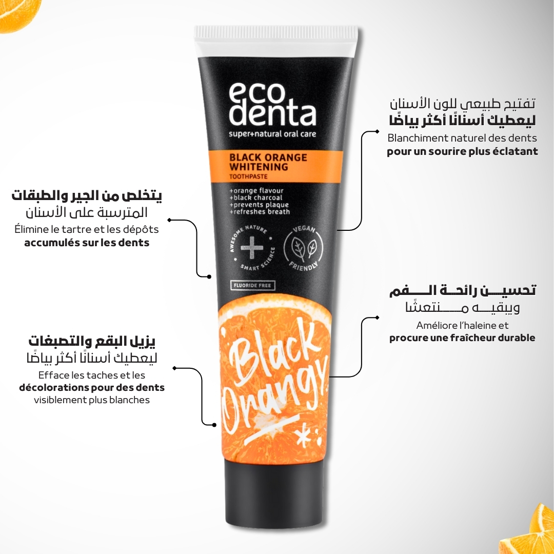 Pack de 3 dentifrices blanchissants au charbon actif - saveur orange