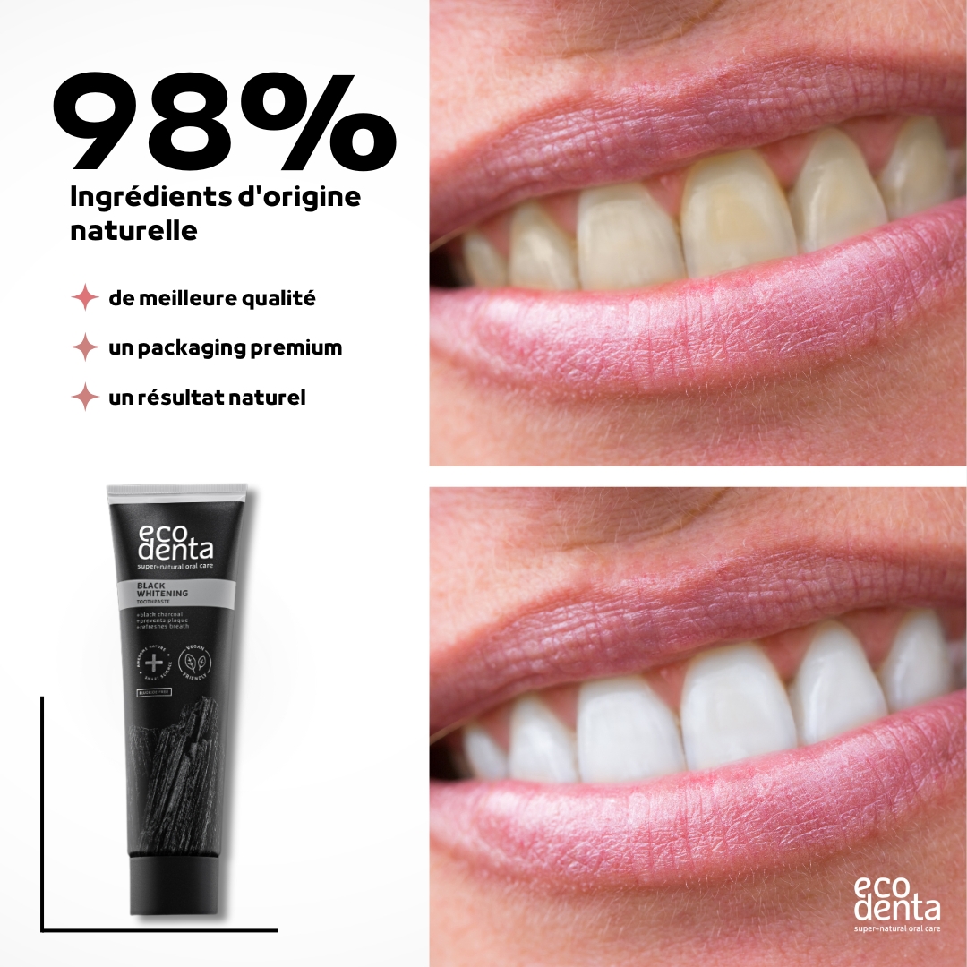 Pack de 3 dentifrices blanchissants au charbon actif - saveur menthe