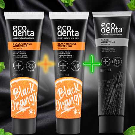 Pack de 3 dentifrices blanchissants au charbon actif - saveur orange et menthe