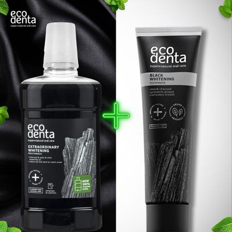 Bain de bouche + Dentifrice blanchissant au charbon actif - saveur menthe