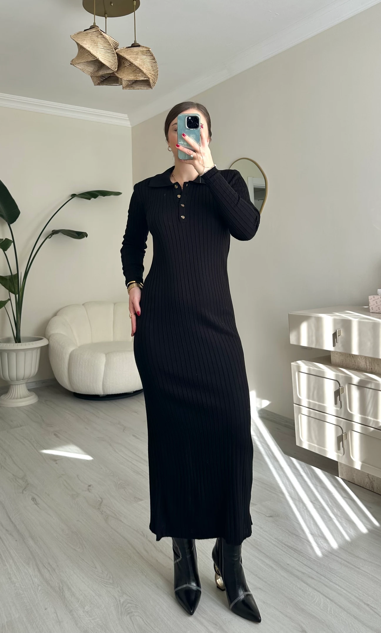 Robe tricoté à col polo