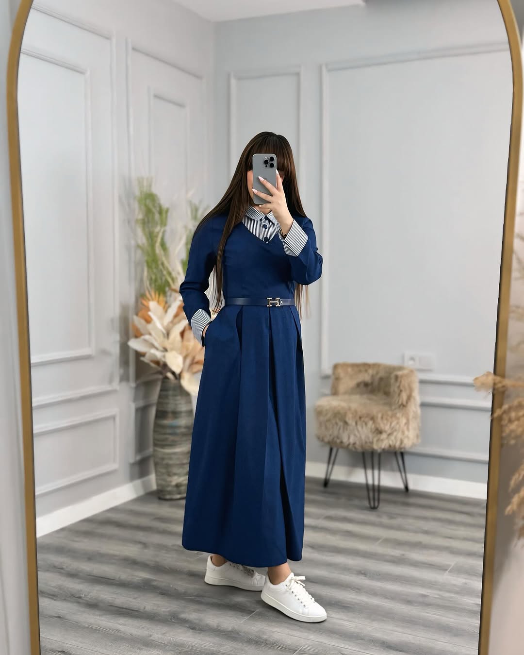 robe chemise avec cienture