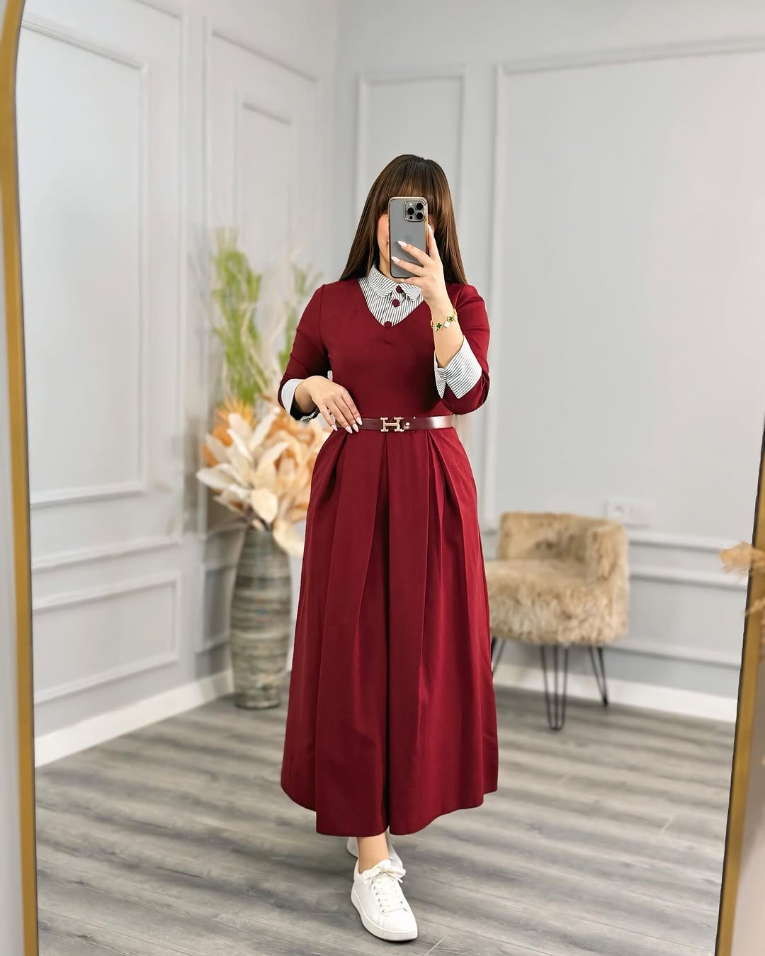 robe chemise avec cienture