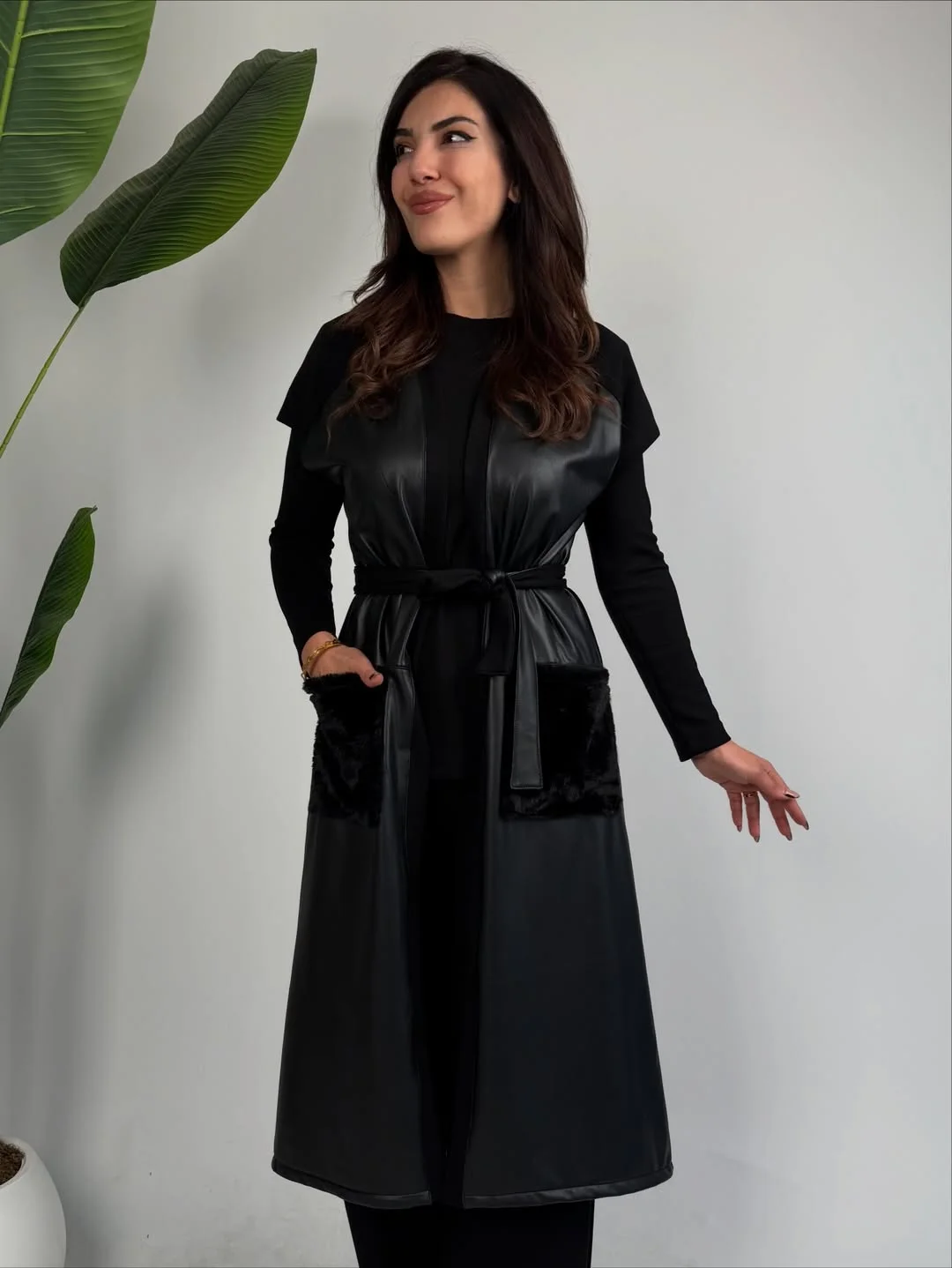 Ensemble trois pièces Paula en cuir