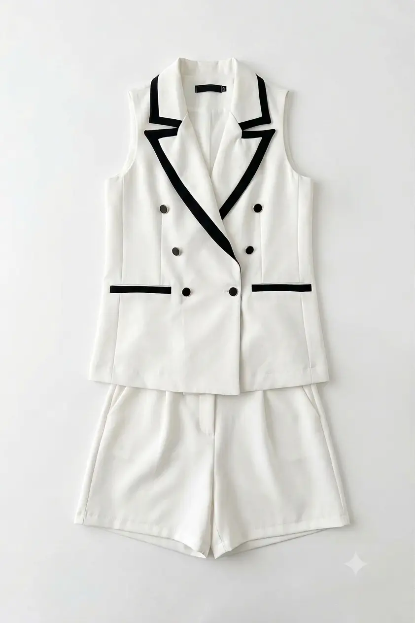 Ensemble gilet sans manches et bermuda