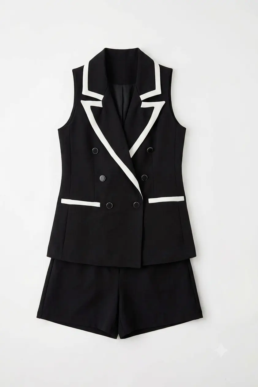 Ensemble gilet sans manches et bermuda