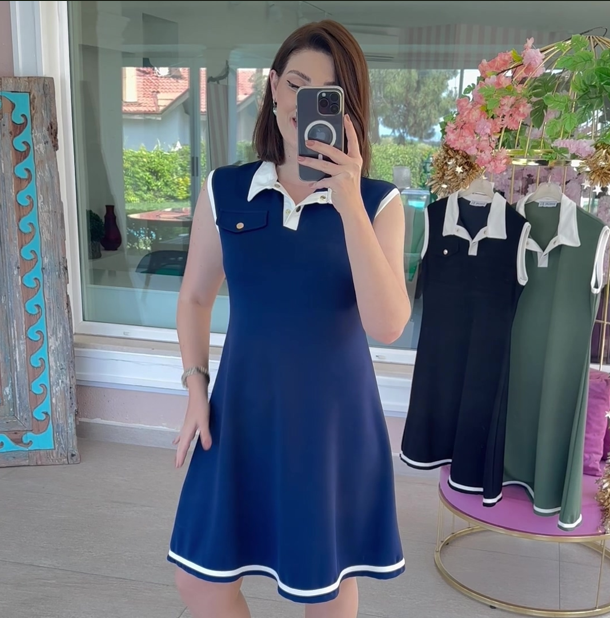 Robe Polo a Col Blanc