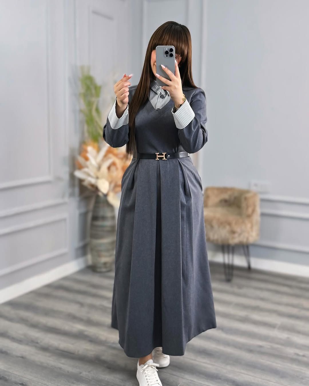 robe chemise avec cienture