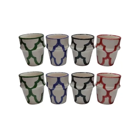 الأكواب الخزفية المصنوعة يدوياً أصالة مغربية في كل رشفة ألوان مستوحاة من الطبيعة مجموعة النخبة (8 أكواب) مجموعة الأناقة (4 أكواب)