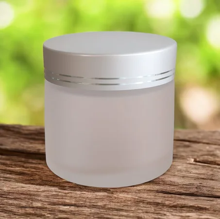 Pot verre sablé cap argenté