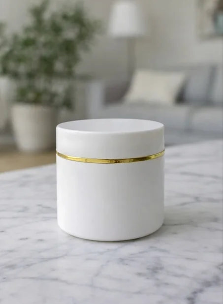 Pot plastique blanc ligne doré 50 g