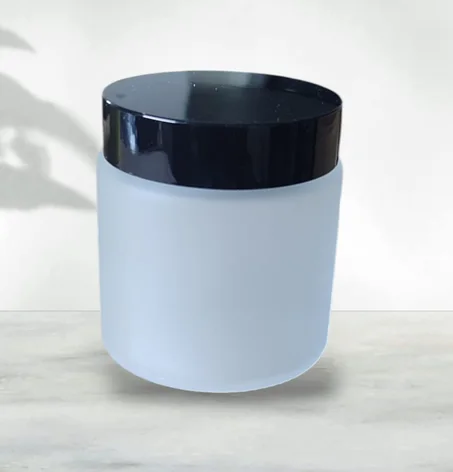 Pot en verre sablé cap noir