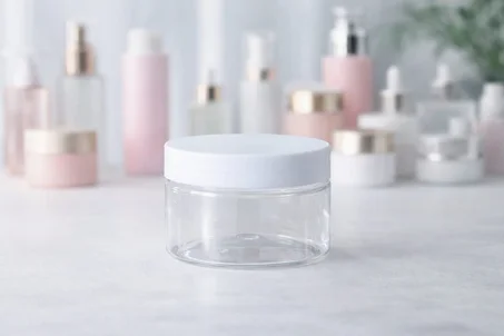 Pot plastique transparent  /  cap blanc