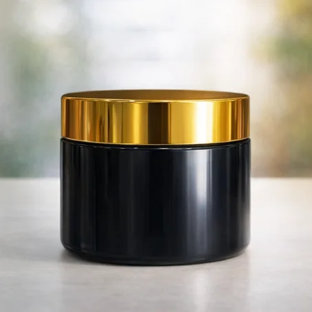 Pot en verre noir cap doré 50 g