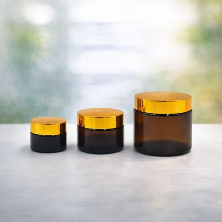 Pot en verre marron cap doré