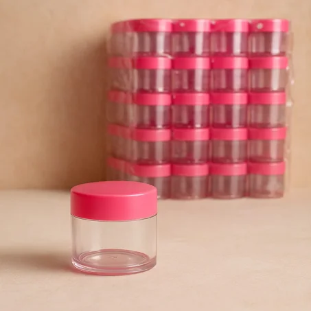 Pack 12 Pièces des pots en plastique cap rose de 20g