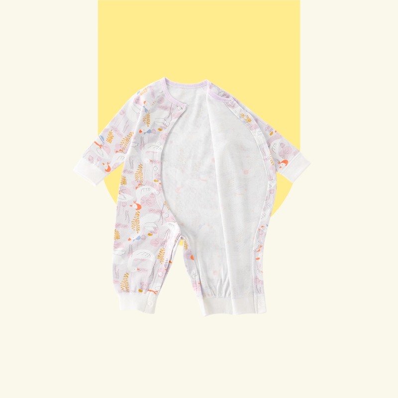 سالوبيت بكباسين من القطن العضوي بأكمام طويلة للأولاد والبنات حديثي الولادة