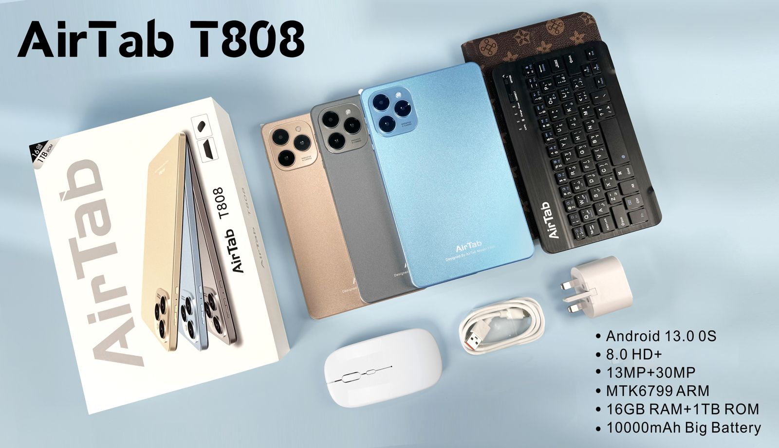 Air Tab T808 Pro Ram 16GB Rom 1TB تابلت