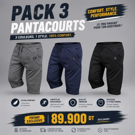 Pack 3 Pantacourts