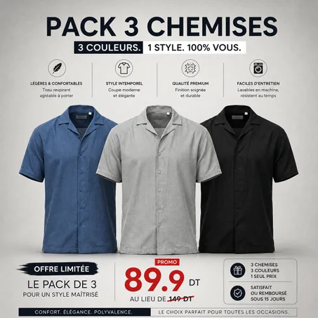 Pack 3 Chemises