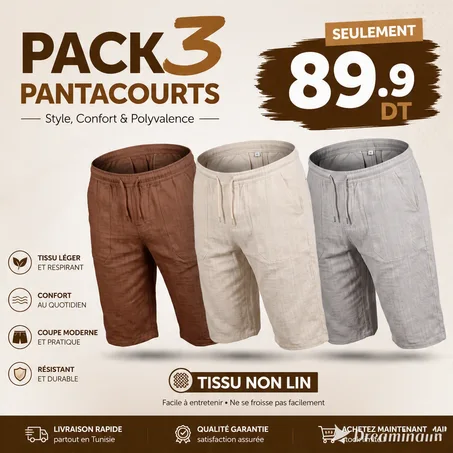 Pack 3 Pantacourts Km