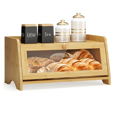 صندوق الخبز والمعجنات بواجهة زجاجية ورف علوي للتخزين