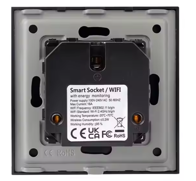 Prise de courant électrique intelligente en noir, 16a, Protection de terre, goupille de mise à terre, portes, Type F, application