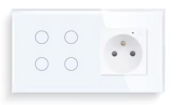 Smart Life – panneau en verre, prises et interrupteurs intelligents à 4 gangs, interrupteurs électriques à prise française