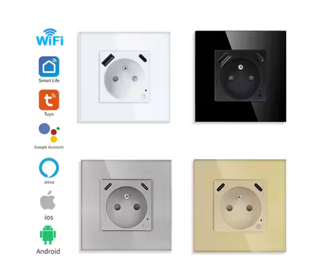 Prise UE avec USB A + C maison intelligente Eu Power WIFI